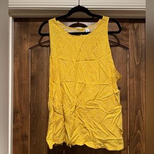 Mustard Patterned Sleeveless Blouse